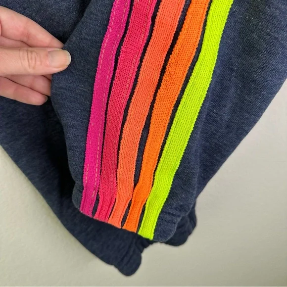 Aviator Nation 5 Stripe Sweatpants - CHARCOAL // NEON SZ S - Picture 7 of 10